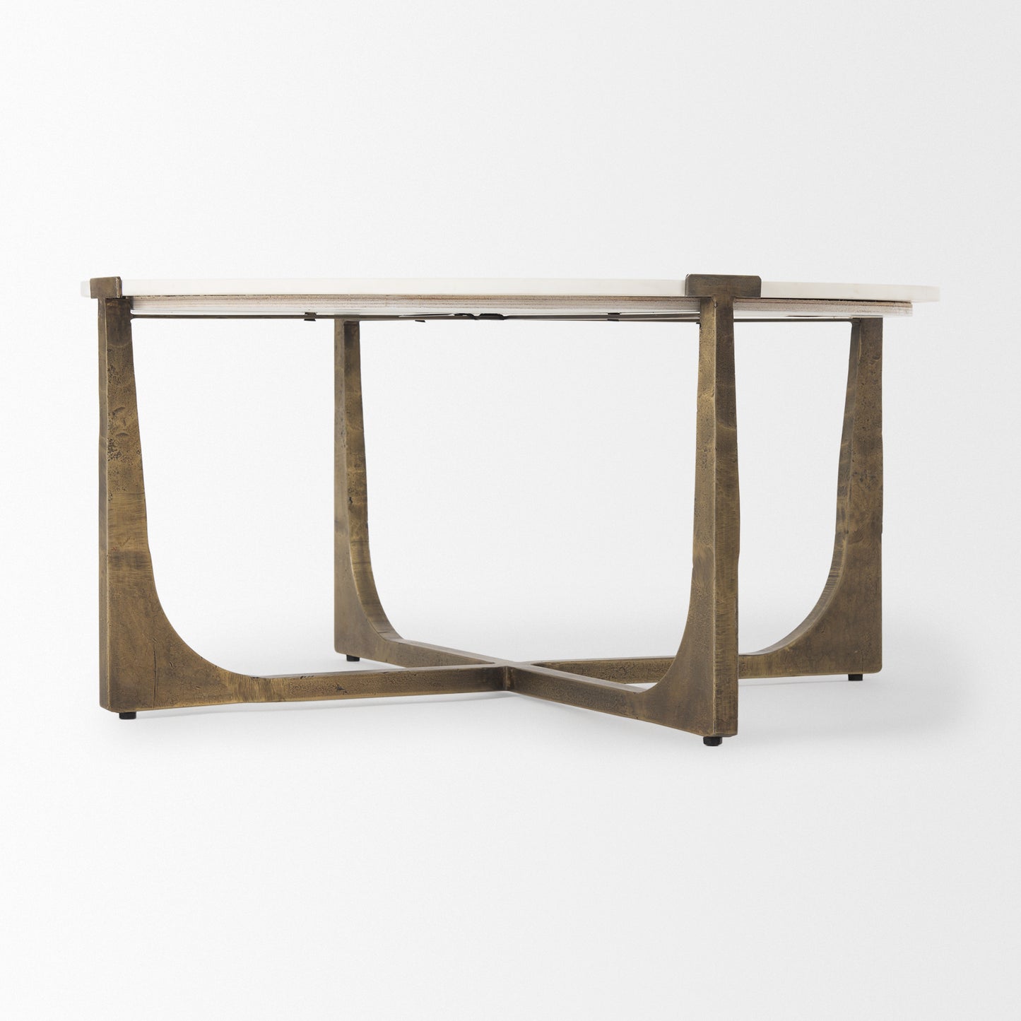 Atticus Marble and Antiqued Gold Metal Coffee Table