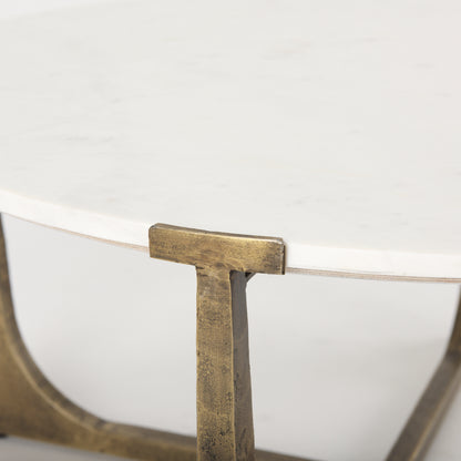 Atticus Marble and Antiqued Gold Metal Coffee Table