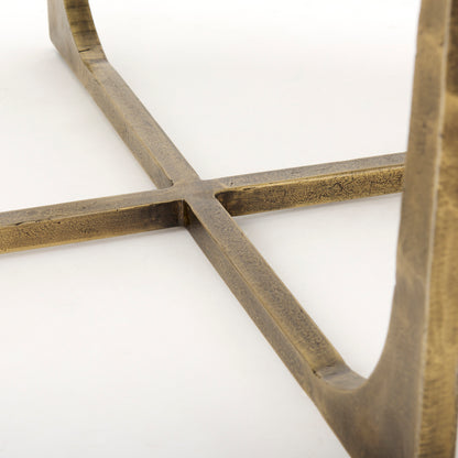 Atticus Marble and Antiqued Gold Metal Coffee Table