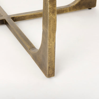 Atticus Marble and Antiqued Gold Metal Coffee Table
