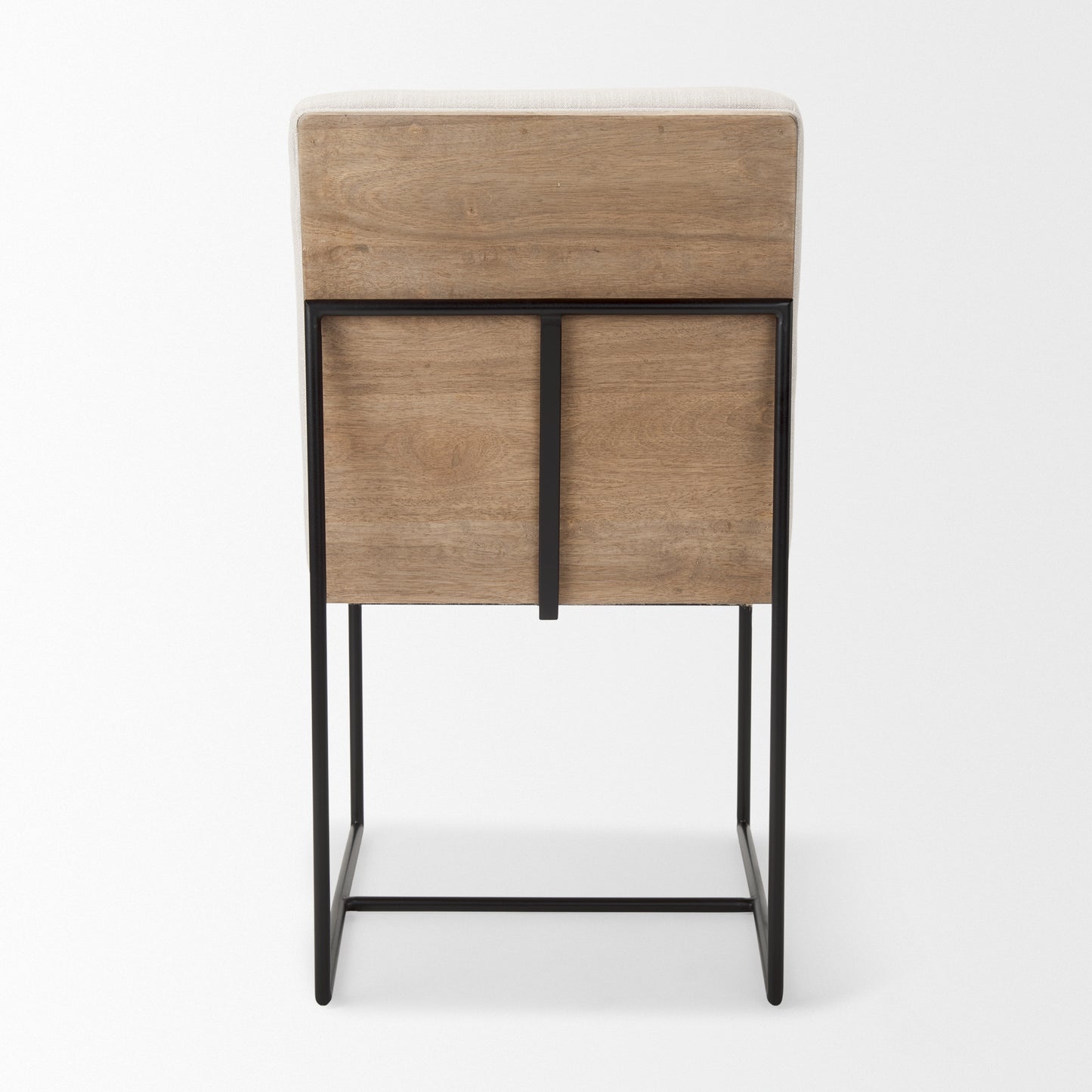 Stamford Beige Upholstered Seat w/ Wood Back, Black Metal Frame Dining Chair