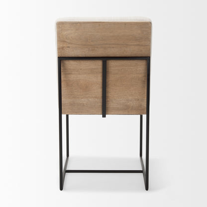 Stamford Beige Upholstered Seat w/ Wood Back, Black Metal Frame Dining Chair