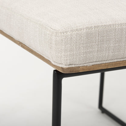 Stamford Beige Upholstered Seat w/ Wood Back, Black Metal Frame Dining Chair