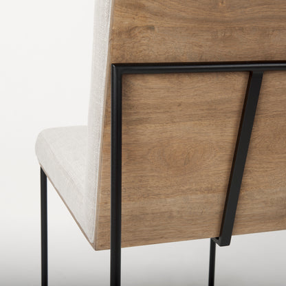 Stamford Beige Upholstered Seat w/ Wood Back, Black Metal Frame Dining Chair