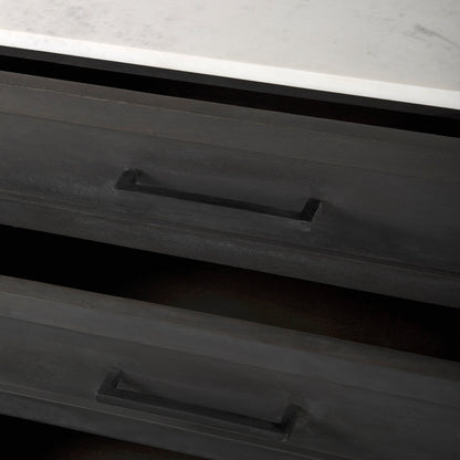 Divina Black-Brown Wood w/ White Marble Top and Black Metal Base Accent Cabinet