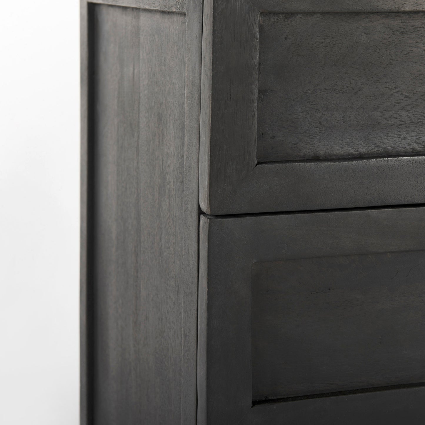 Divina Black-Brown Wood w/ White Marble Top and Black Metal Base Accent Cabinet
