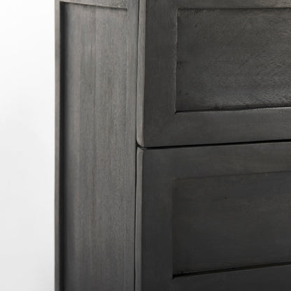Divina Black-Brown Wood w/ White Marble Top and Black Metal Base Accent Cabinet