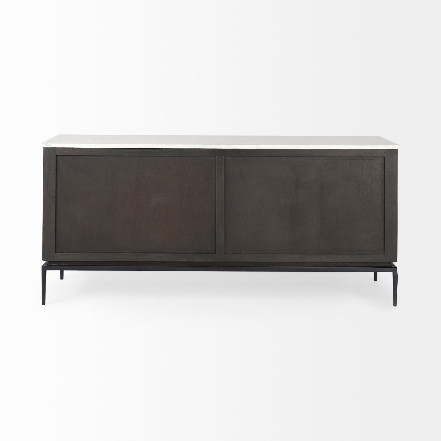 Divina Black-Brown Wood w/ White Marble Top and Black Metal Base Sideboard