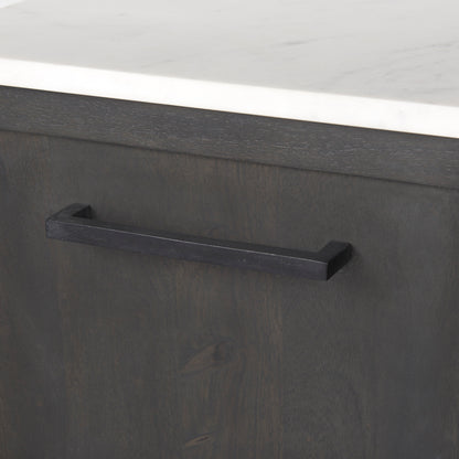 Divina Black-Brown Wood w/ White Marble Top and Black Metal Base Sideboard