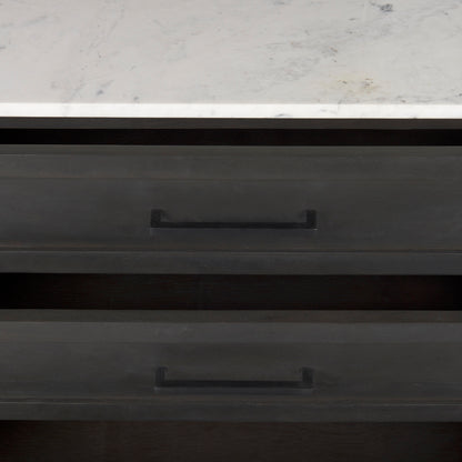 Divina Black-Brown Wood w/ White Marble Top and Black Metal Base Sideboard