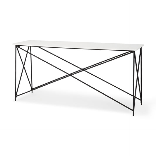 Lorlei Marble Top w/ Gray Iron Base Console Table