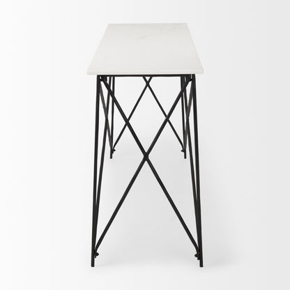 Lorlei Marble Top w/ Gray Iron Base Console Table