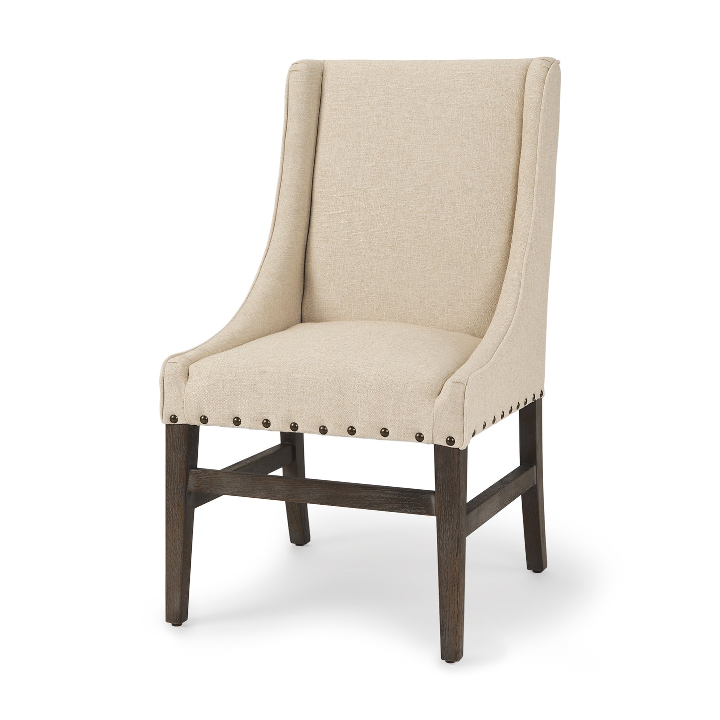 Kensington I Cream Fabric and Solid Wood Dining Chair