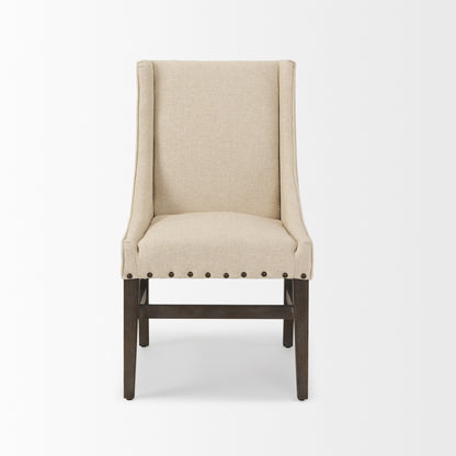 Kensington I Cream Fabric and Solid Wood Dining Chair