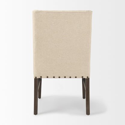 Kensington I Cream Fabric and Solid Wood Dining Chair