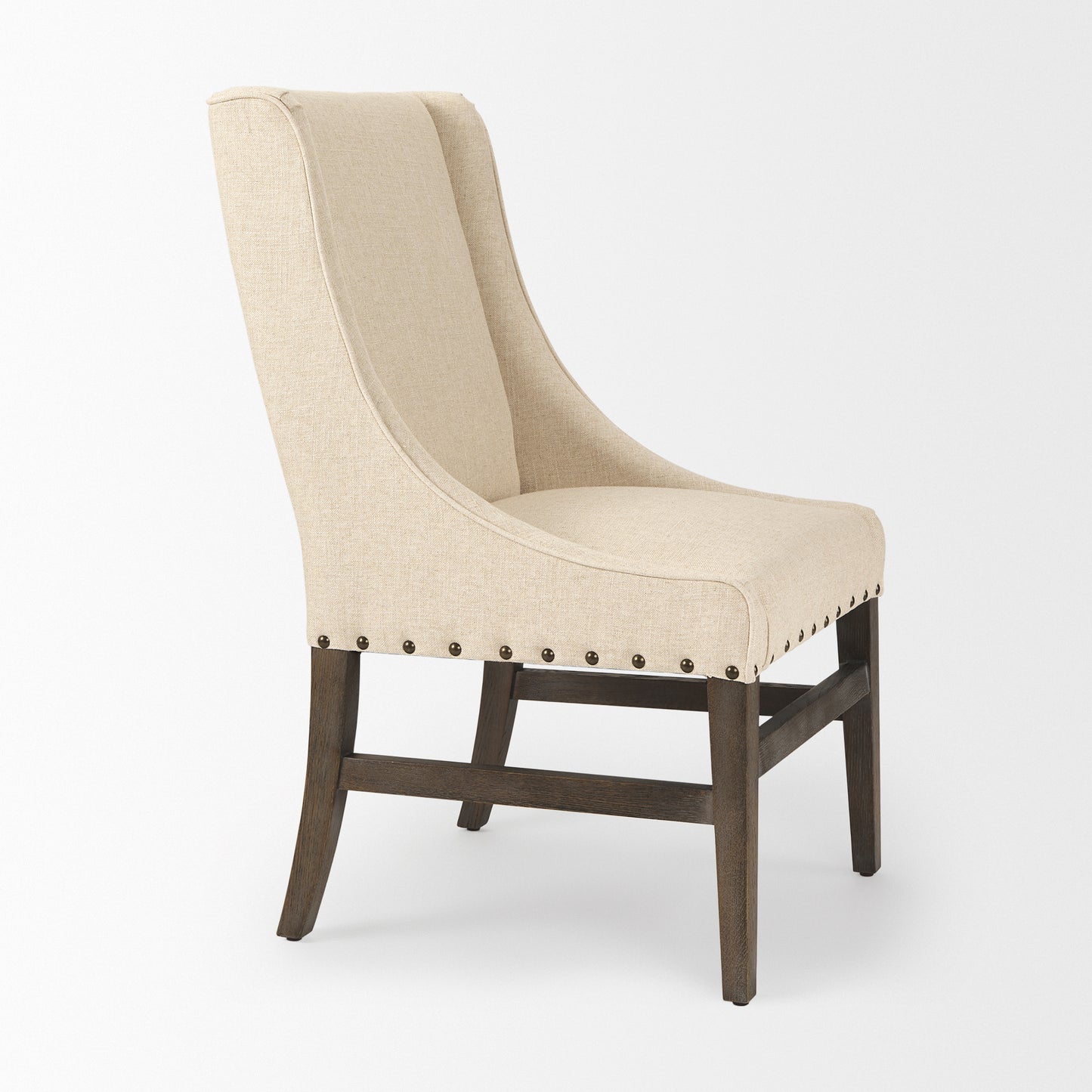 Kensington I Cream Fabric and Solid Wood Dining Chair