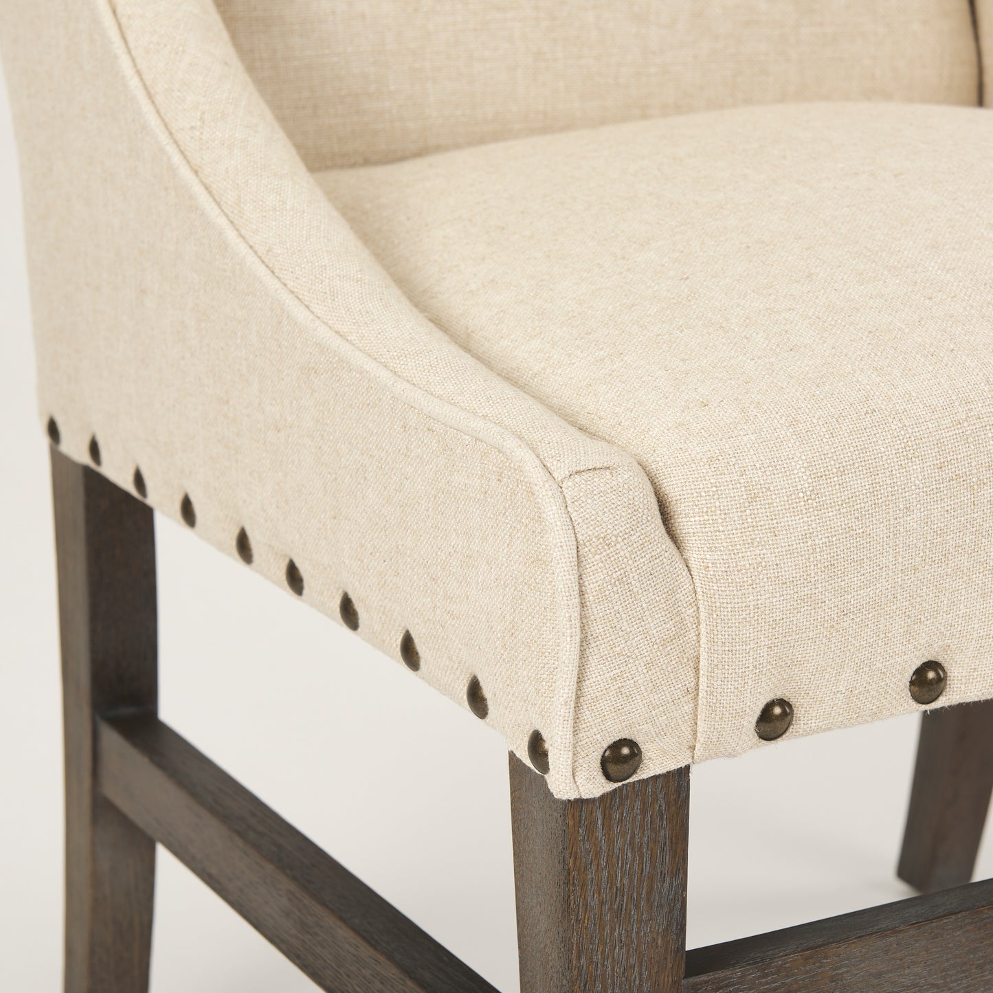 Kensington I Cream Fabric and Solid Wood Dining Chair