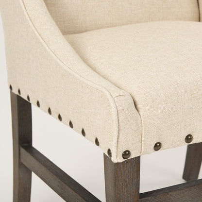 Kensington I Cream Fabric and Solid Wood Dining Chair