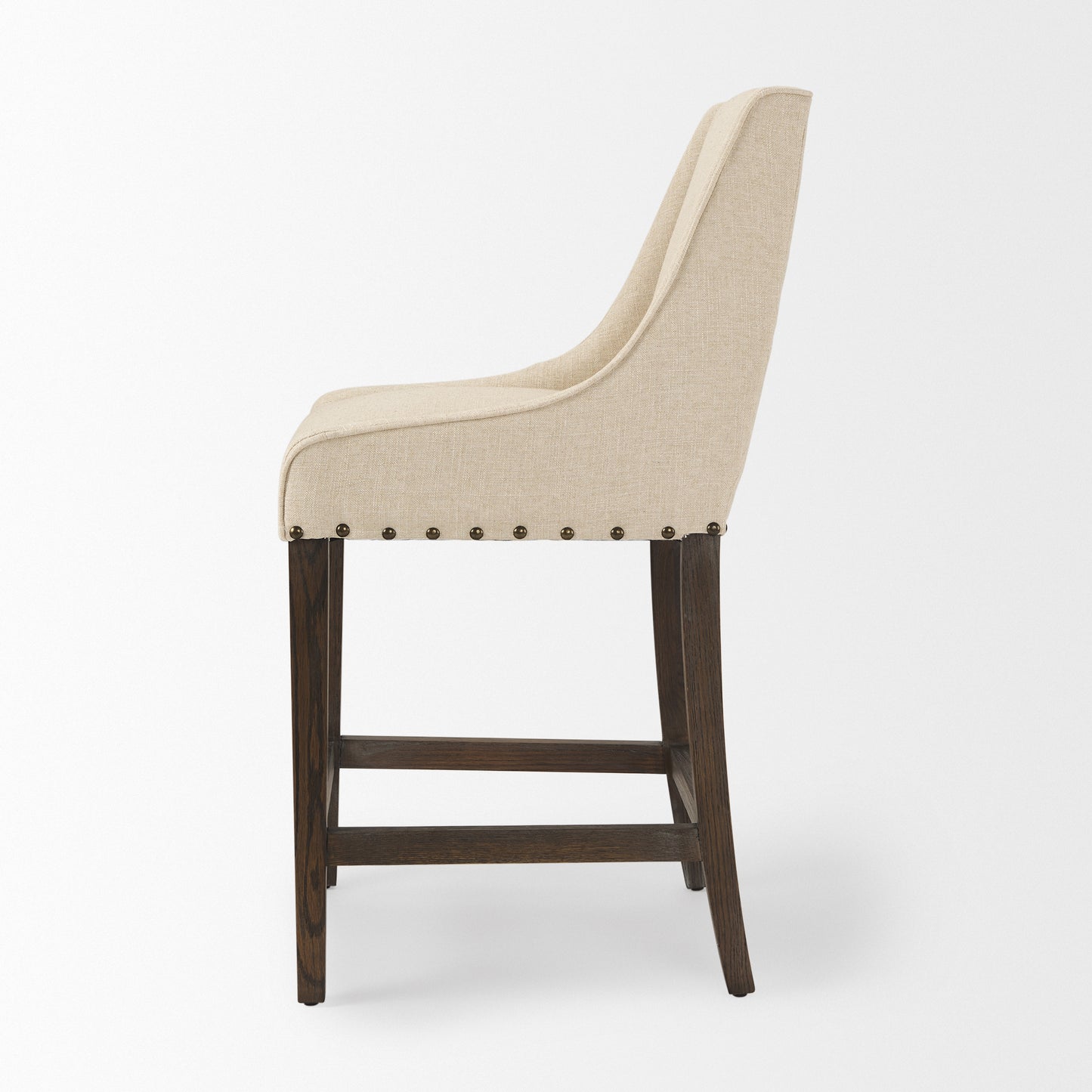 Kensington Cream Fabric Seat Brown Wood Frame Counter Stool