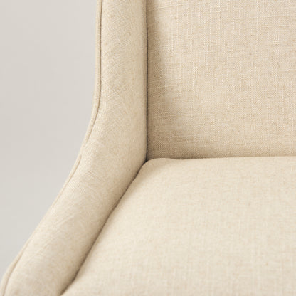 Kensington Cream Fabric Seat Brown Wood Frame Counter Stool