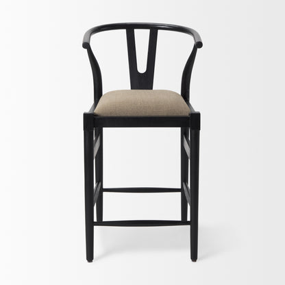 Trixie Black Wood Frame w/ Dark Taupe Fabric Seat Counter Stool