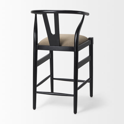 Trixie Black Wood Frame w/ Dark Taupe Fabric Seat Counter Stool