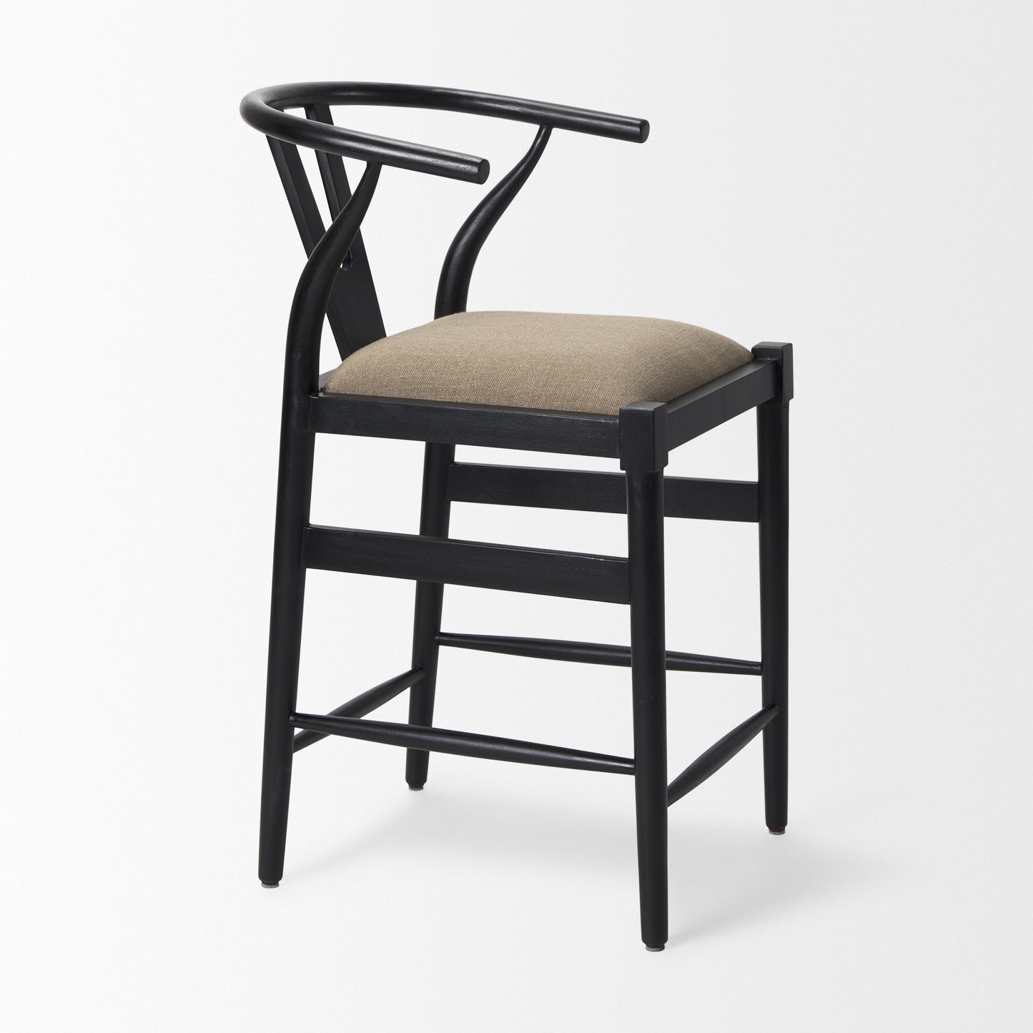Trixie Black Wood Frame w/ Dark Taupe Fabric Seat Counter Stool