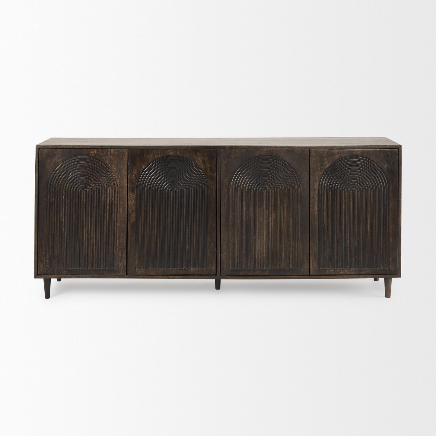 Tucker Dark Brown w/ Carved Arch Pattern 4 Door Sideboard