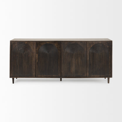 Tucker Dark Brown w/ Carved Arch Pattern 4 Door Sideboard