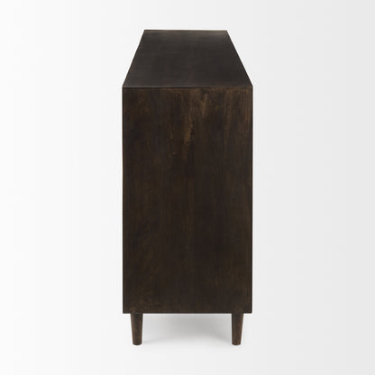 Tucker Dark Brown w/ Carved Arch Pattern 4 Door Sideboard