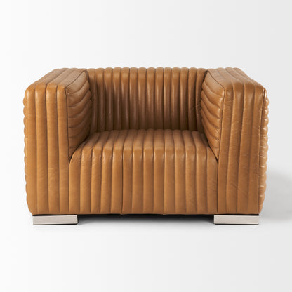 Ricciardo Cognac Leather Upholstered Arm Chair