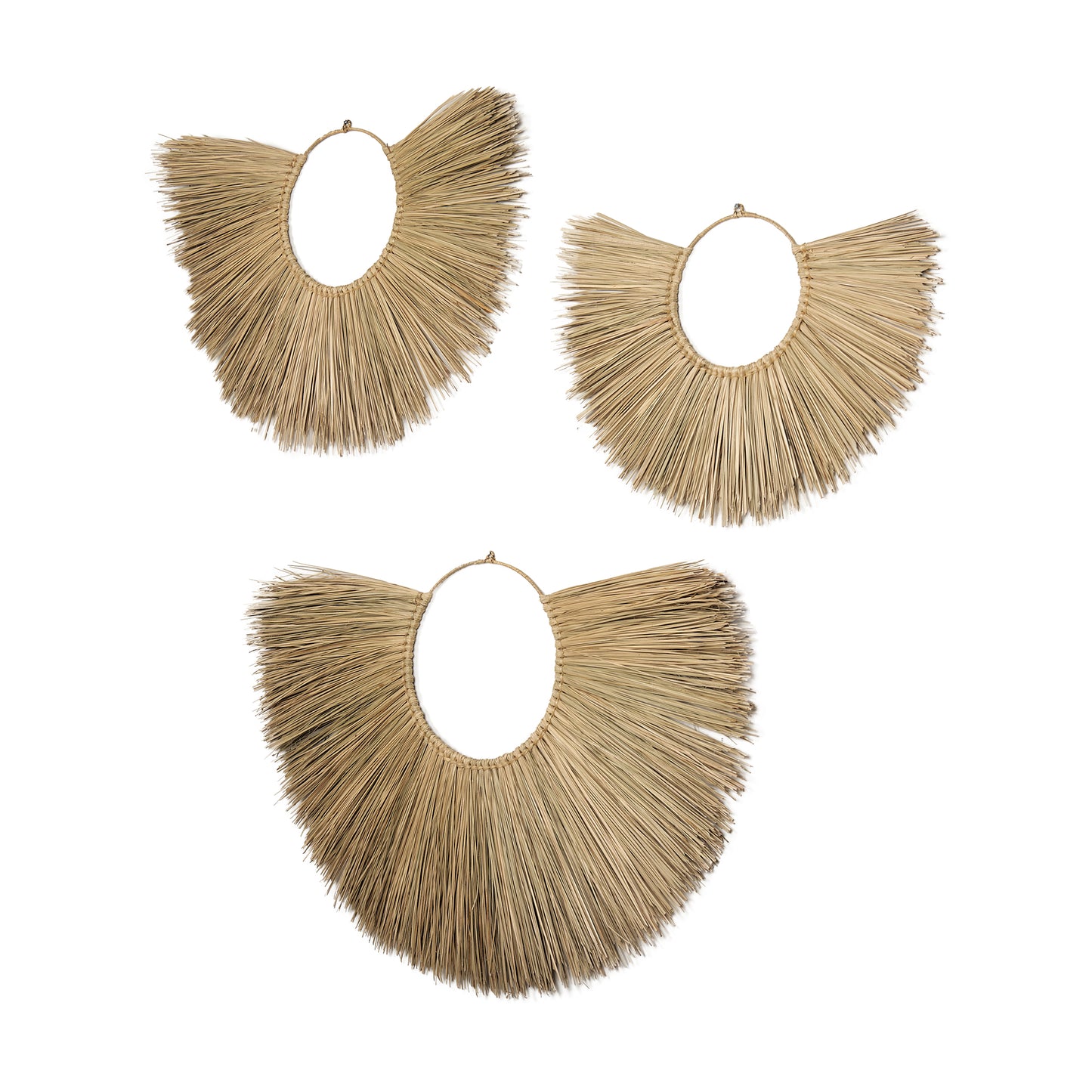 Bayu Set of 3 Seagrass Boho Weave Fan Wall Decor