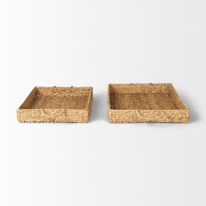 Hona Set of 2 Large Recatangular Nesting Water Hyacinth Trays