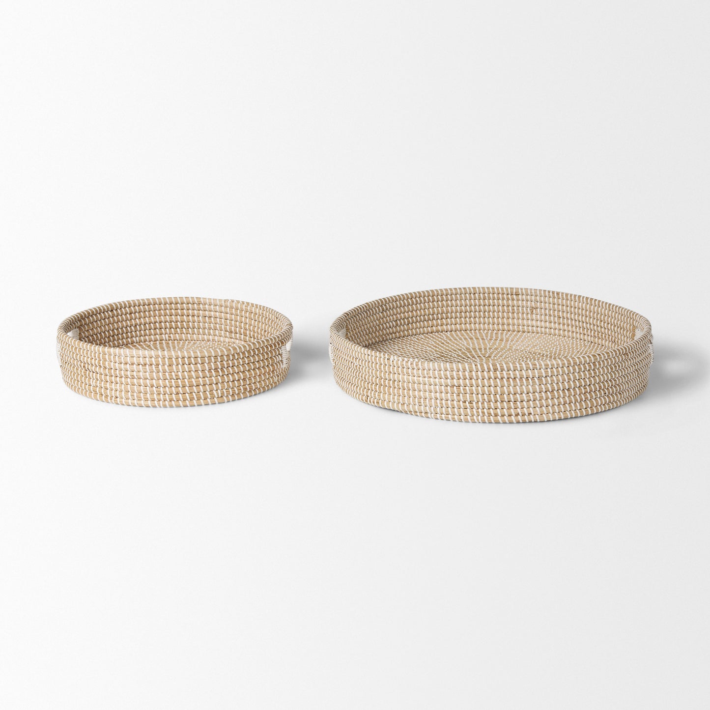 Kalama Set of 2 Large Round Seagrass Trays w/ Handles
