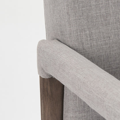 Palisades Grey Fabric Wrap Brown Wooden Frame Dining Chair