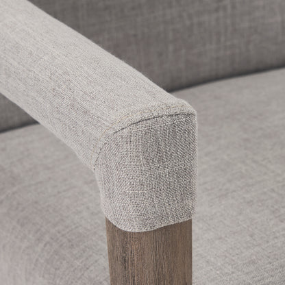 Palisades Grey Fabric Wrap Brown Wooden Frame Dining Chair