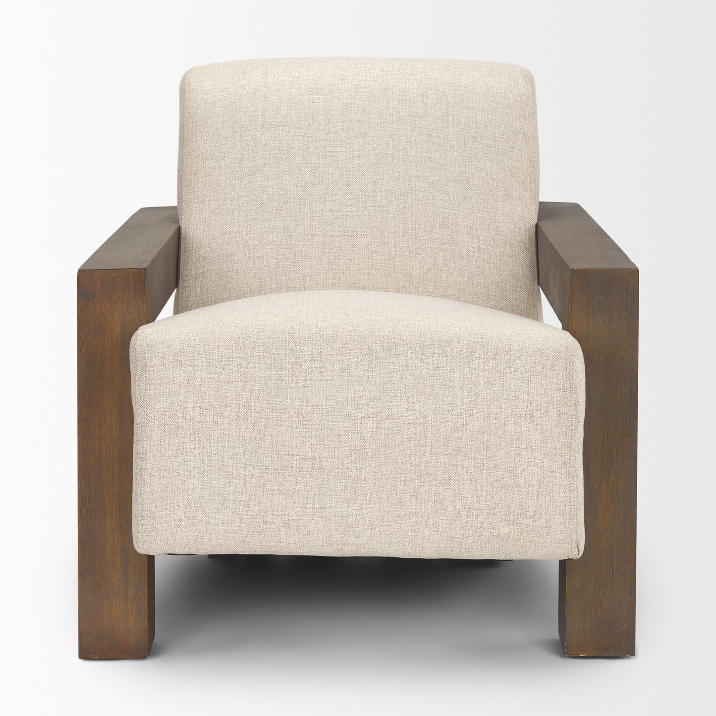 Sovereign Oatmeal Fabric Upholstered w/ Solid Wood Frame Accent Chair