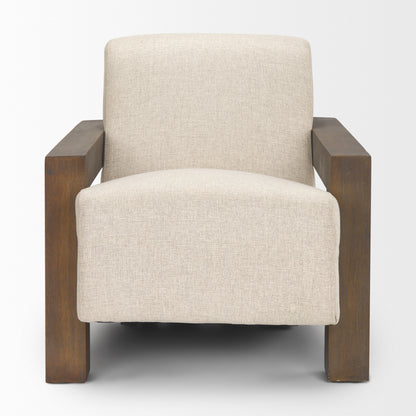 Sovereign Oatmeal Fabric Upholstered w/ Solid Wood Frame Accent Chair