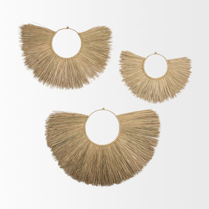Bayu Set of 3 Seagrass Boho Weave Fan Wall Decor