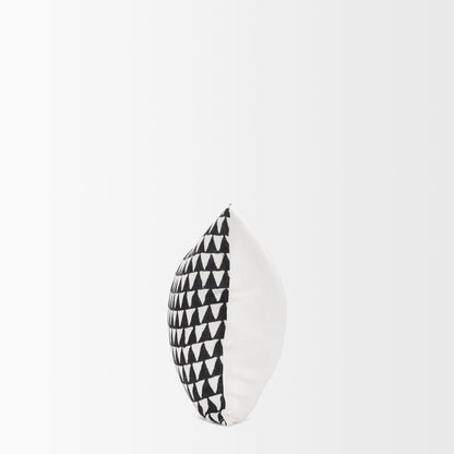 Jolie Cream w/ Black Print Linen Lumbar Decorative Pillow Cover