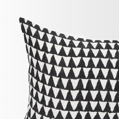 Jolie Cream w/ Black Print Linen Lumbar Decorative Pillow Cover