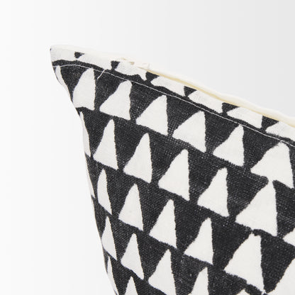 Jolie Cream w/ Black Print Linen Lumbar Decorative Pillow Cover