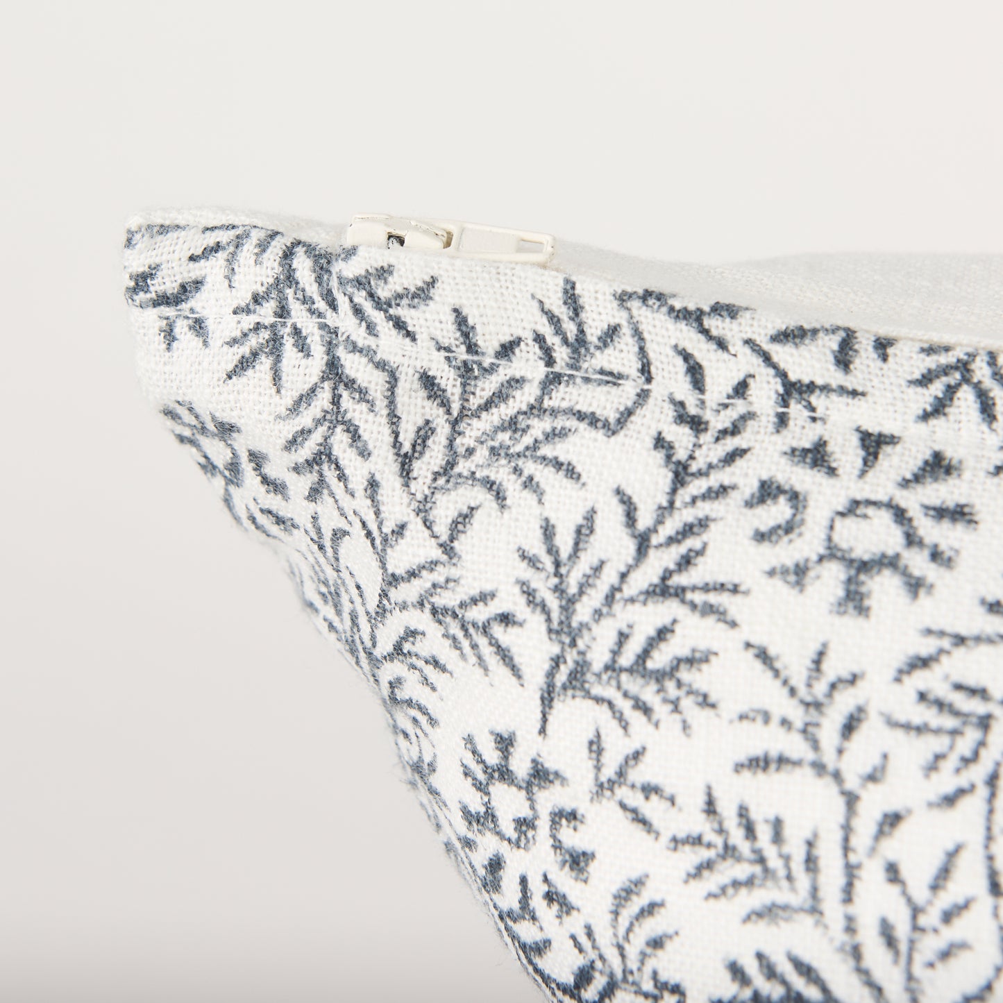 Jayne Cream w/ Indigo Print Linen Lumbar Decorative Pillow Cover