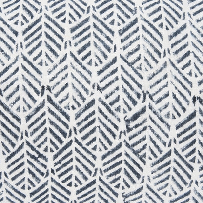 Janelle Cream w/ Indigo Print Linen Lumbar Decorative Pillow Cover