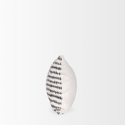 Jenna Cream w/ Black Print Linen Lumbar Decorative Pillow Cover