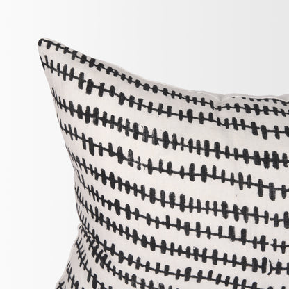 Jenna Cream w/ Black Print Linen Lumbar Decorative Pillow Cover