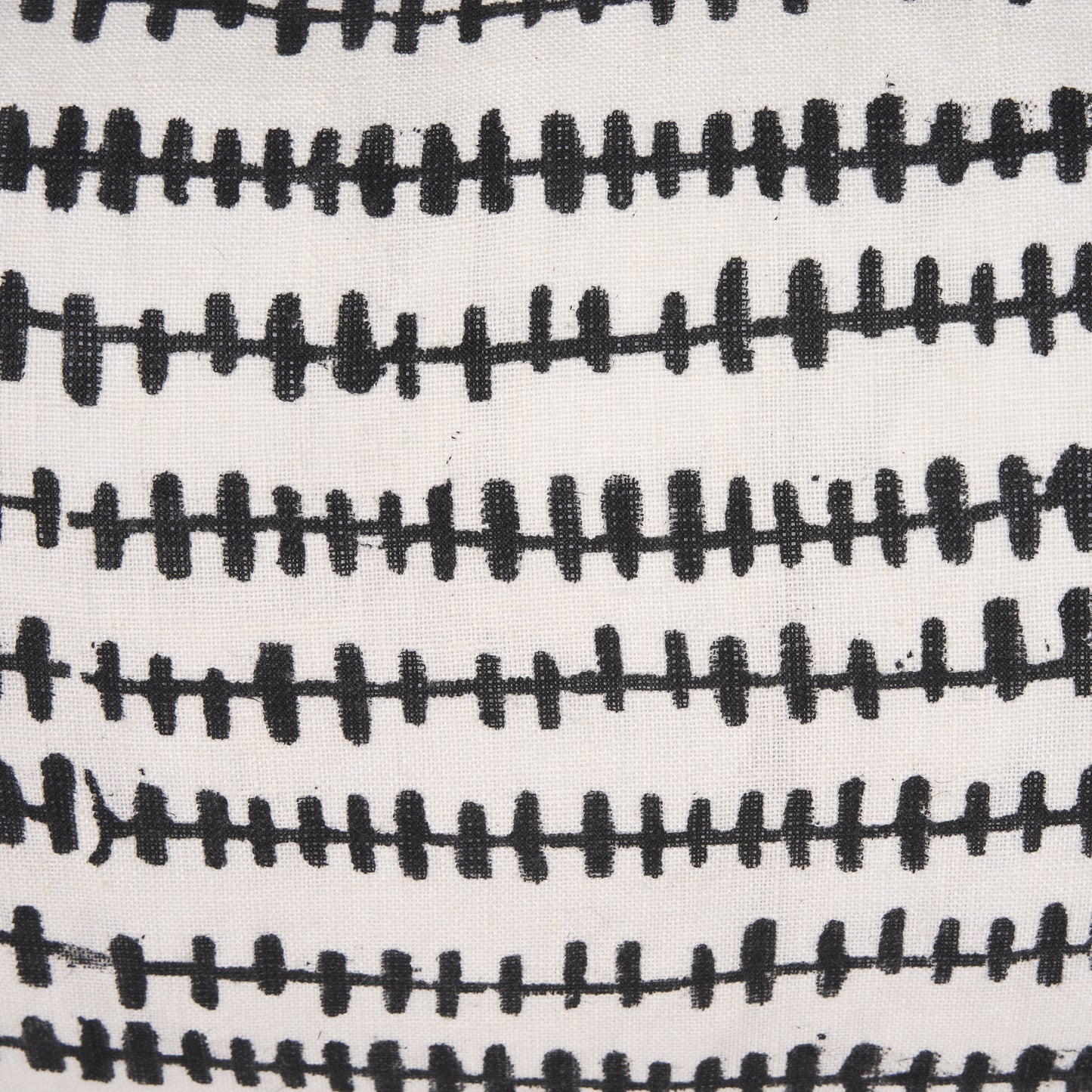 Jenna Cream w/ Black Print Linen Lumbar Decorative Pillow Cover