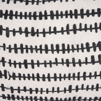 Jenna Cream w/ Black Print Linen Lumbar Decorative Pillow Cover