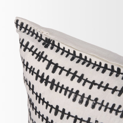 Jenna Cream w/ Black Print Linen Lumbar Decorative Pillow Cover