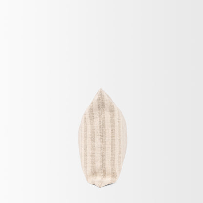 Jace Cream w/ Beige Stripe Lumbar Decorative Pillow Cover